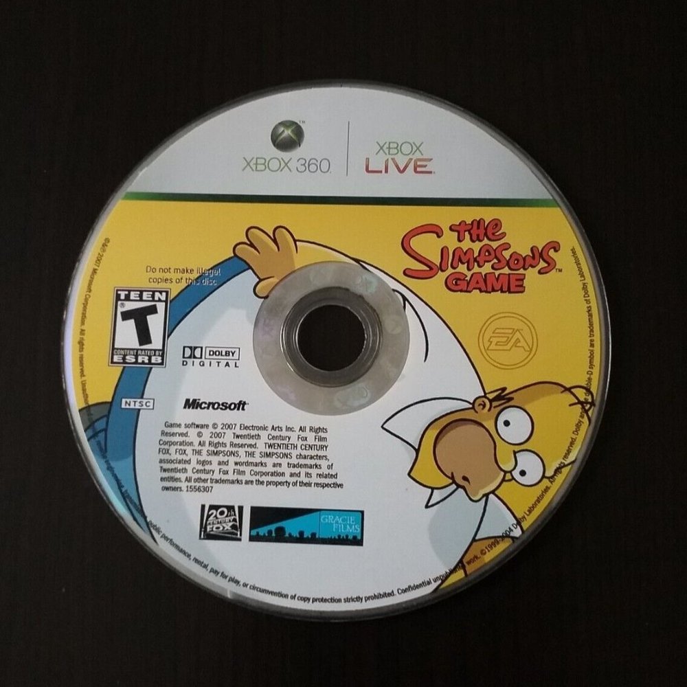 The Simpsons Game (Microsoft Xbox 360, 2007) Disc Only Tested!